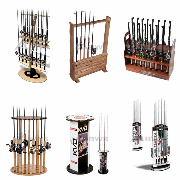 Practical Retail Fishing Rod Display Rack Protects 16 Fishing Rods