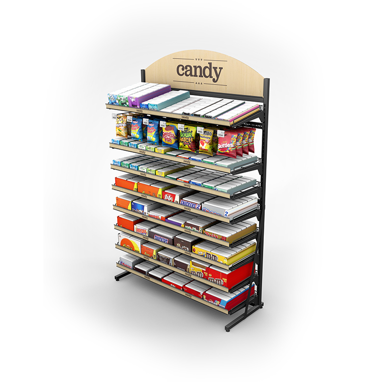4 Tiers Black Candy Display Rack Snack Organizer Countertop Snack Shelf  Retail
