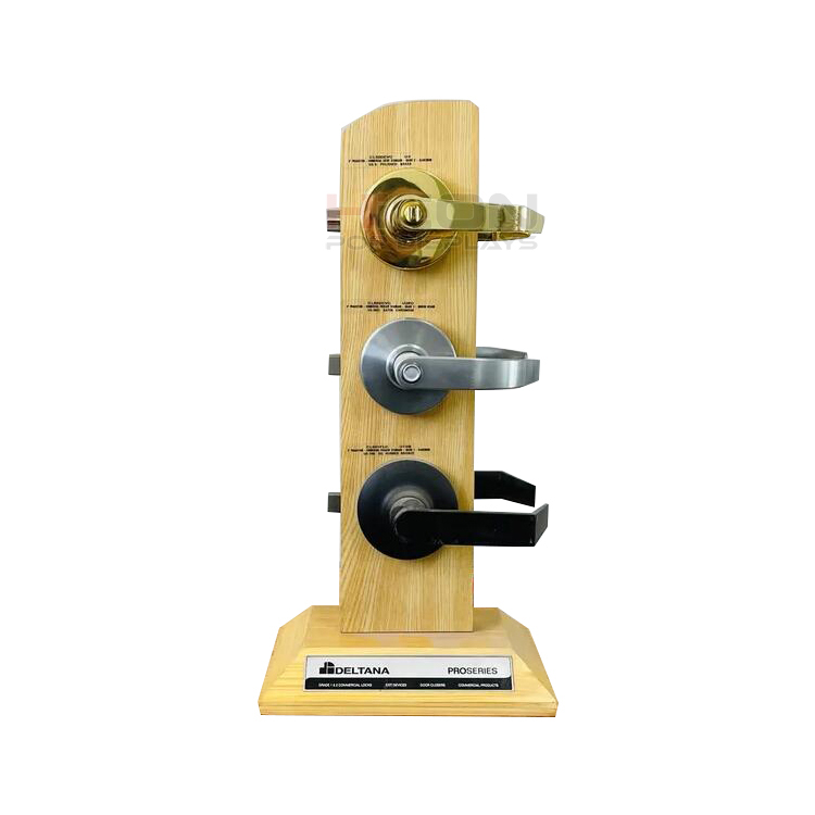 Tabletop Wood Door Handle Display Stand 3 Holes Useful In Retail Store